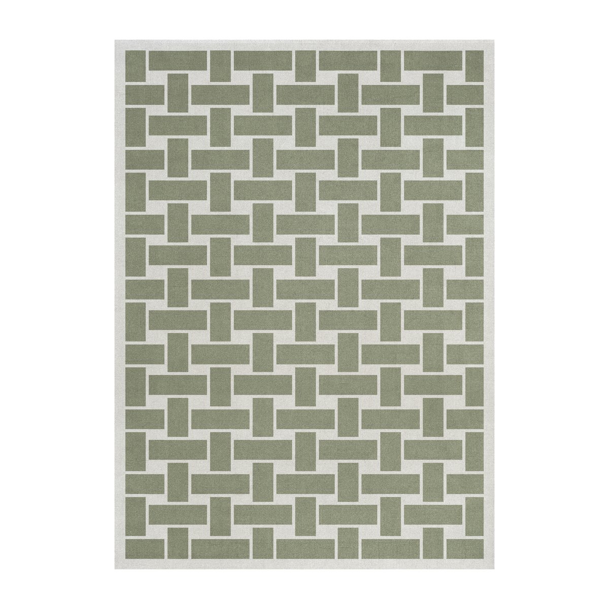 Layered 60S Geo Basket Weave -villamatto Olive 180 x 270 cm