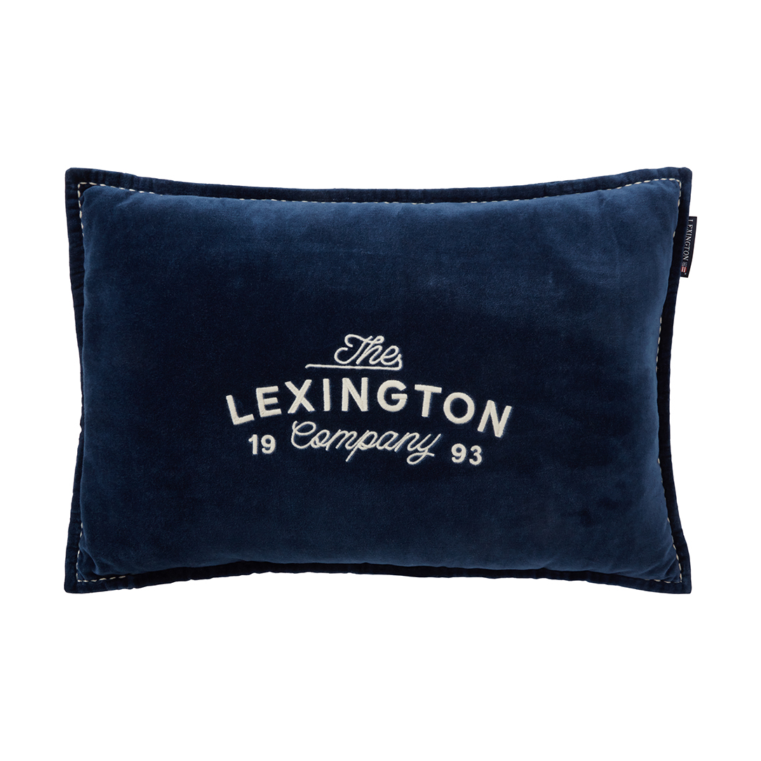 Lexington 1993 Logo Organic Cotton Velvet tyyny 40×60 cm Denim blue