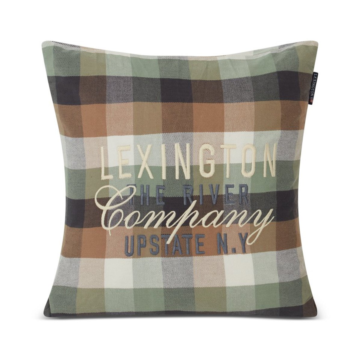 Lexington Checked Cotton Flannel Logo -tyynynpäällinen 50 x 50 cm Beige