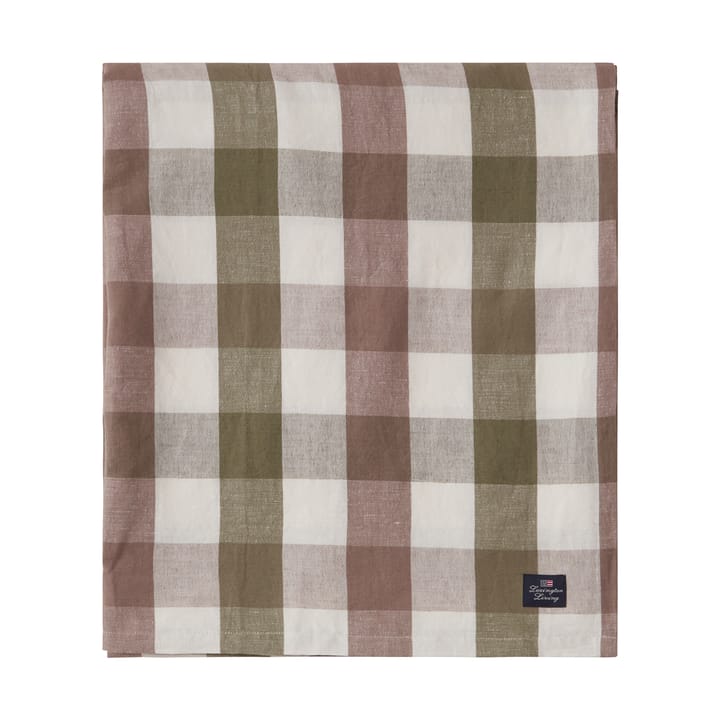 Checked Cotton Linen -pöytäliina 150 x 250 cm - Olive - Lexington