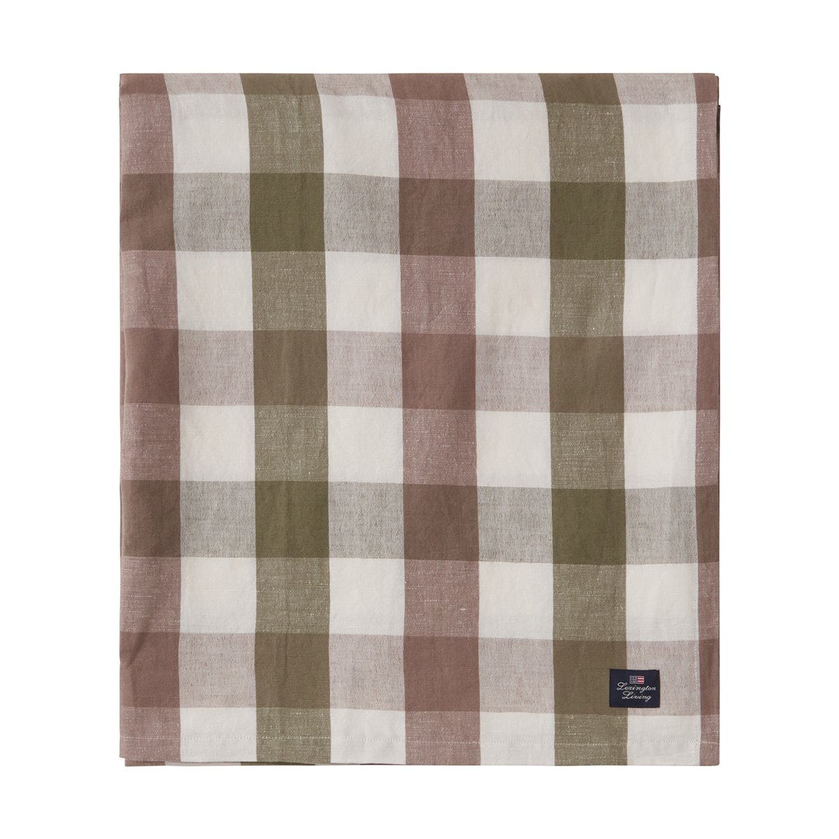 Lexington Checked Cotton Linen -pöytäliina 150 x 250 cm Olive