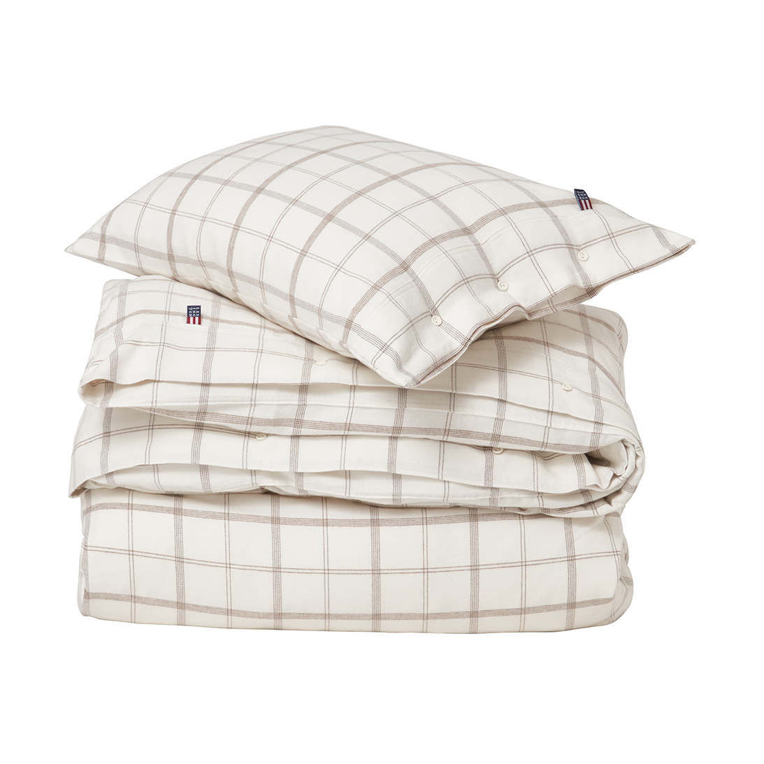 Lexington Checked Flannel pussilakanasetti 220×220 cm White-brown