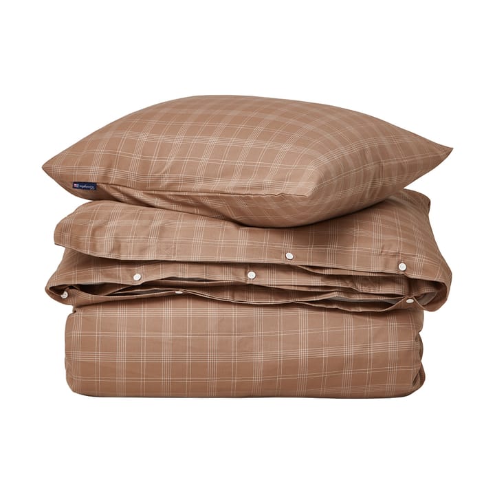 Checked Pin Point Oxford pussilakanasetti 150x210 cm - Brown - Lexington