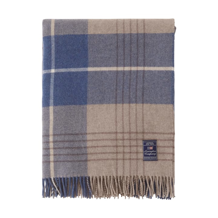 Checked Recycled Wool huopa 130x170 cm - Denim blue-beige - Lexington