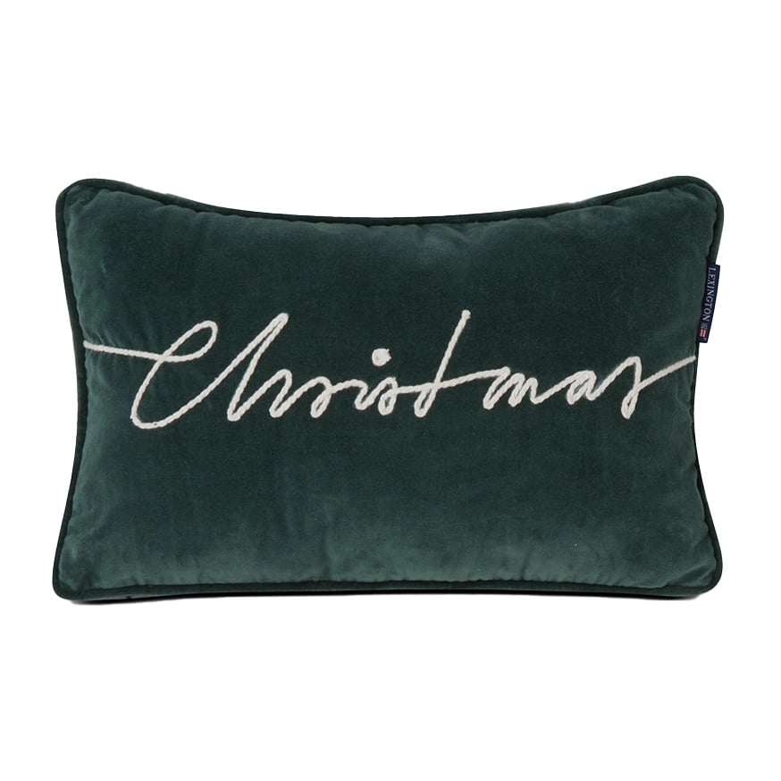 Lexington Christmas Cotton Velvet -tyyny 30 x 50 cm Green