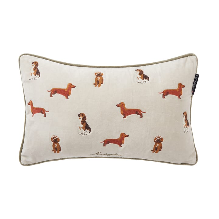 Dogs Organic Cotton Velvet -tyyny 30x50 cm, Light beige Lexington