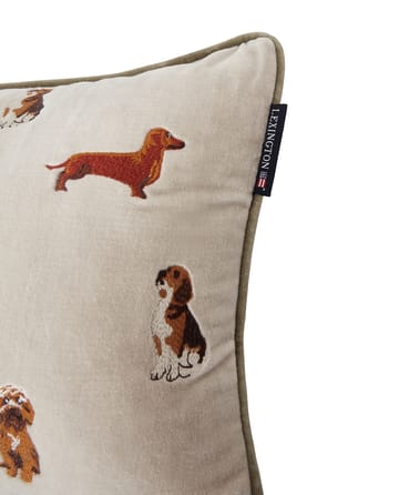 Dogs Organic Cotton Velvet -tyyny 30x50 cm - Light beige - Lexington