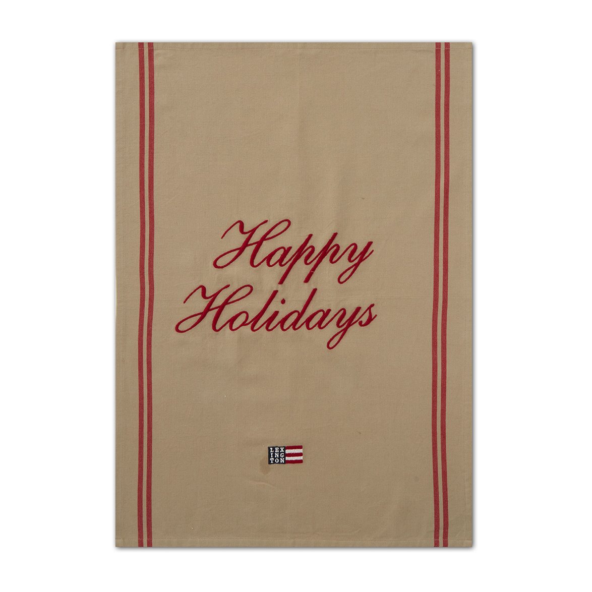 Lexington Happy Holidays Embroidered -keittiöpyyhe 50 x 70 cm Beige-red