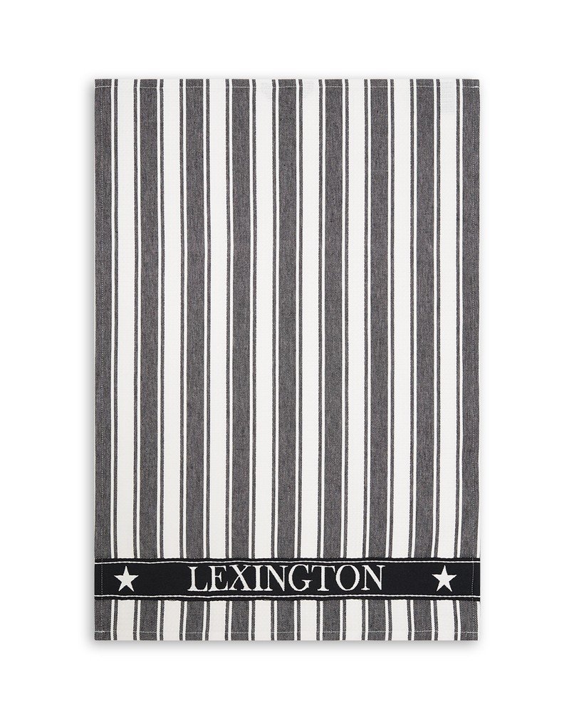 Lexington Icons Striped keittiöpyyhe Waffle 50 x 70 cm Musta-valkoinen