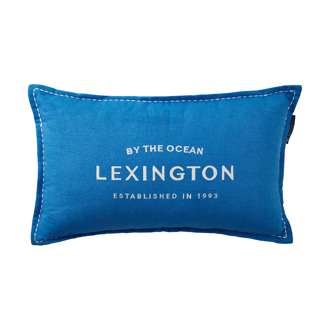 Lexington Logo Embroidered Linen/Cotton tyyny 30×50 cm Blue