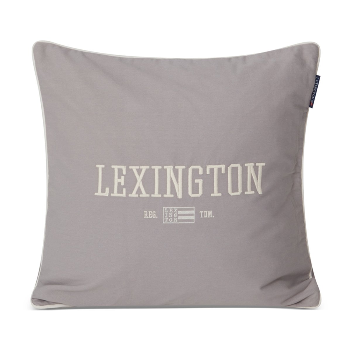 Lexington Logo Organic Cotton Twill -tyynynpäällinen 50 x 50 cm Harmaa-valkoinen