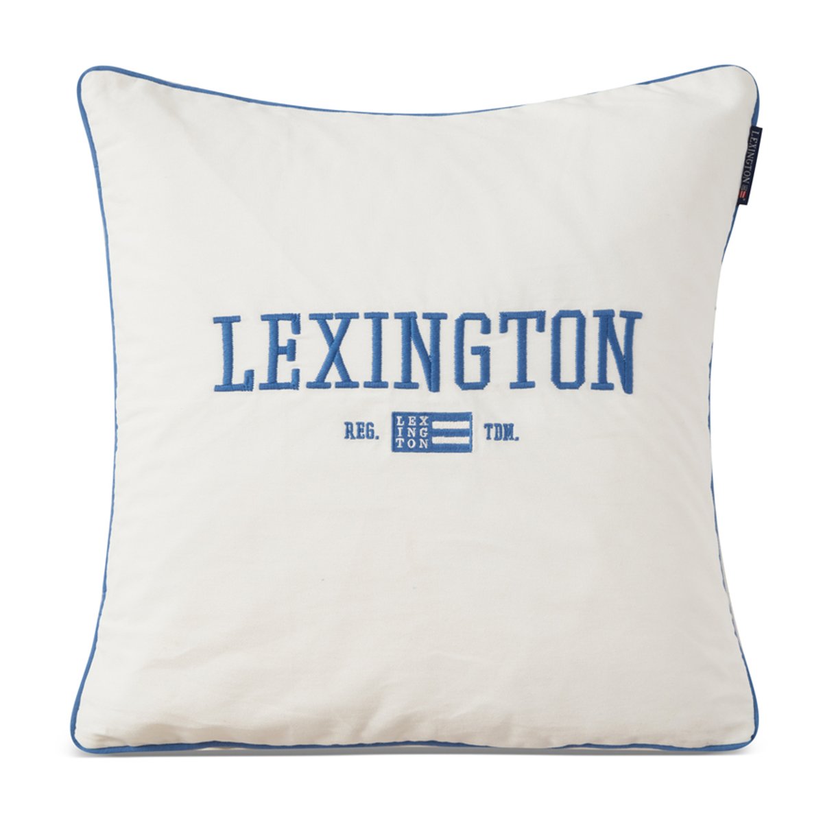 Lexington Logo Organic Cotton Twill -tyynynpäällinen 50 x 50 cm Valkoinen-sininen