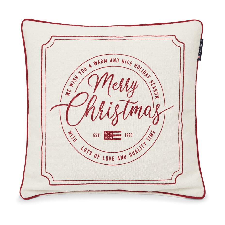 Lexington Merry Christmas Cotton Canvas tyynyliina 50×50 cm Off white-red