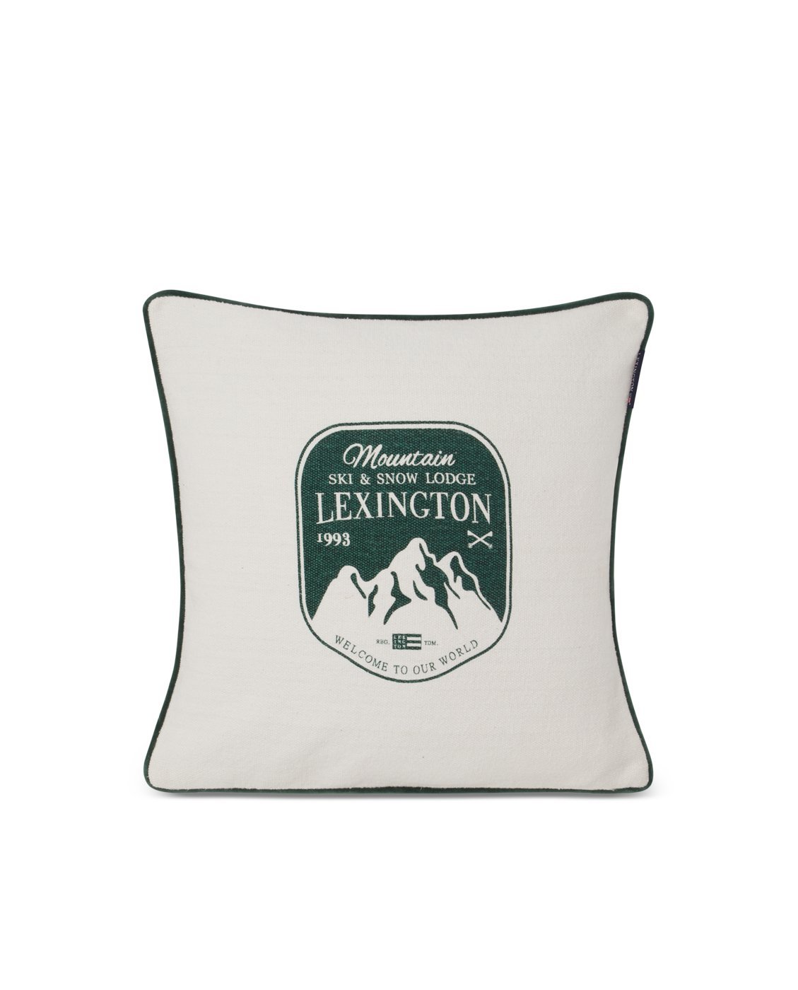 Lexington Mountain Logo tyynynpäällinen 50×50 cm Valko-vihreä