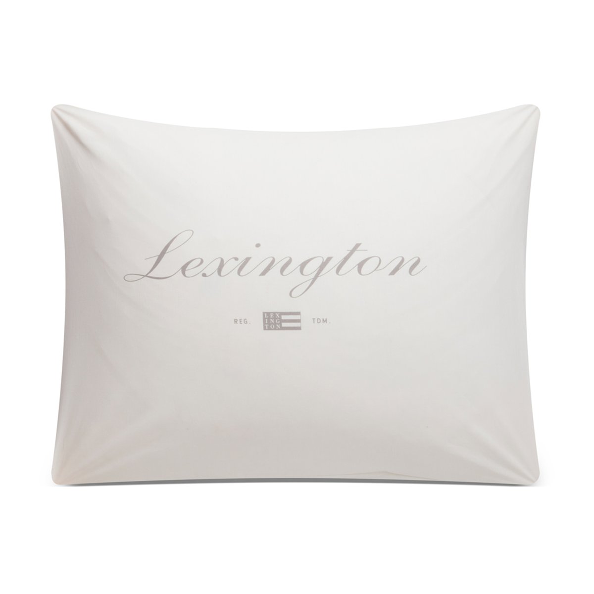 Lexington Printed Organic Cotton Poplin -tyynyliina 50 x 60 cm Valkoinen-harmaa