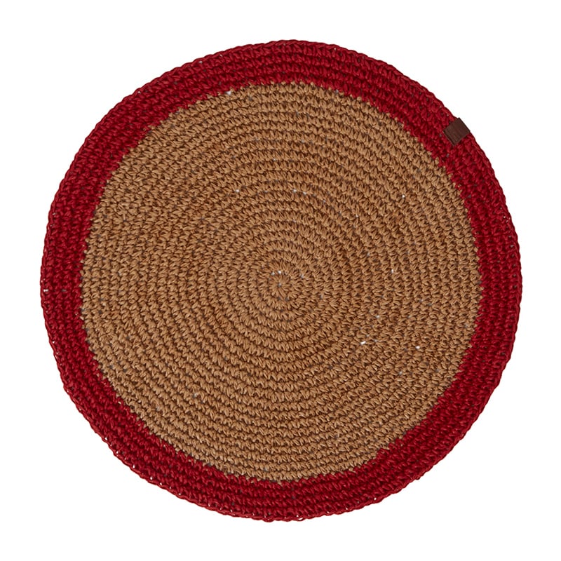 Lexington Round Recycled Paper Straw -pöytätabletti Ø 38 Beige-red