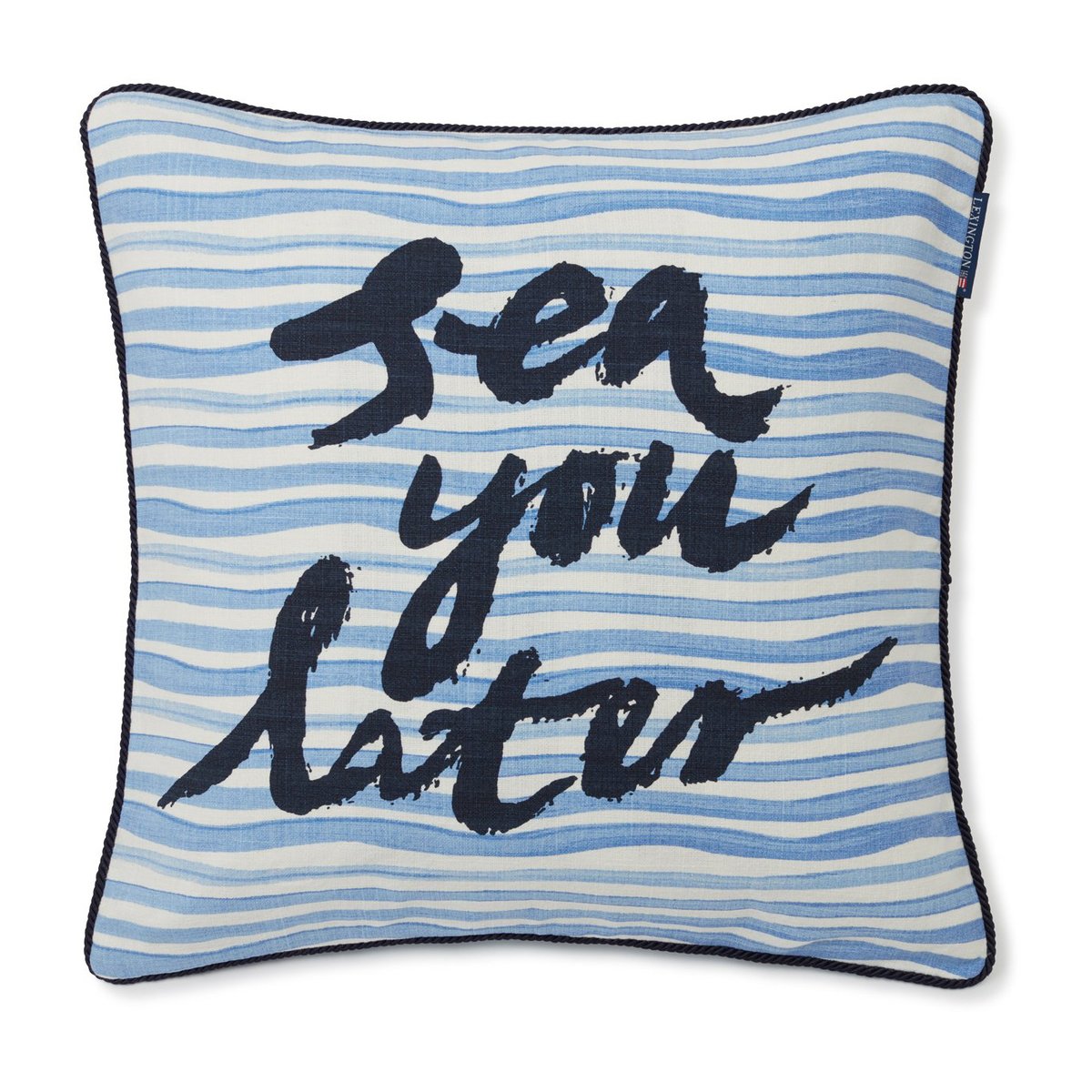 Lexington Sea You Later Cotton Canvas -tyynynpäällinen 50×50 cm White-blue