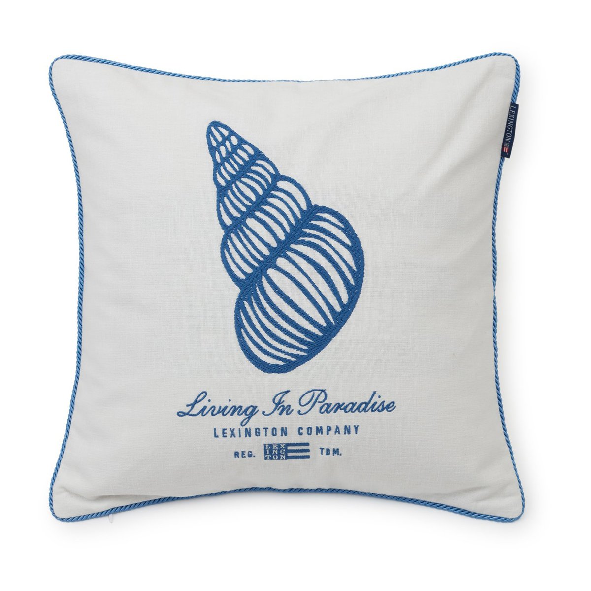 Lexington Seashell Cotton Canvas -tyynynpäällinen 50×50 cm White-blue