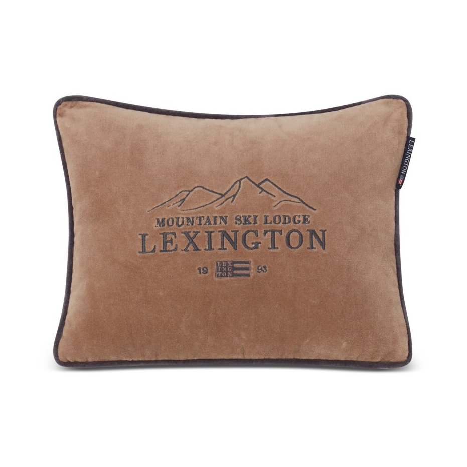 Lexington Ski Lodge Organic Cotton Velvet -tyyny 30 x 40 cm Beige-dark gray