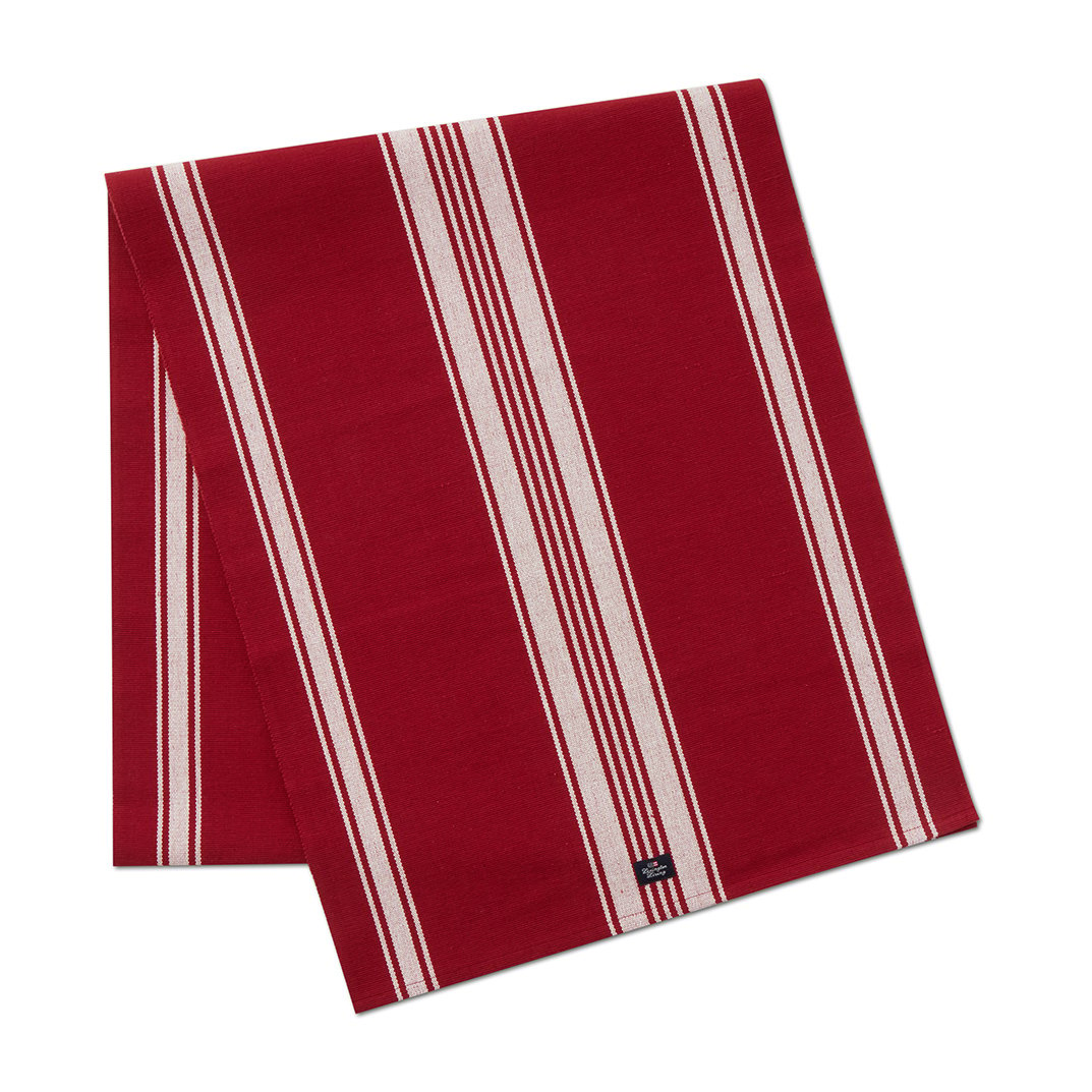 Lexington Striped Organic Cotton Rib -kaitaliina 50 x 250 cm Red-white