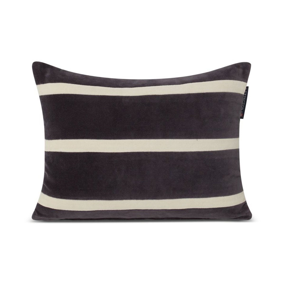 Lexington Striped Organic Cotton Velvet -tyyny 30 x 40 cm Dark gray-light beige