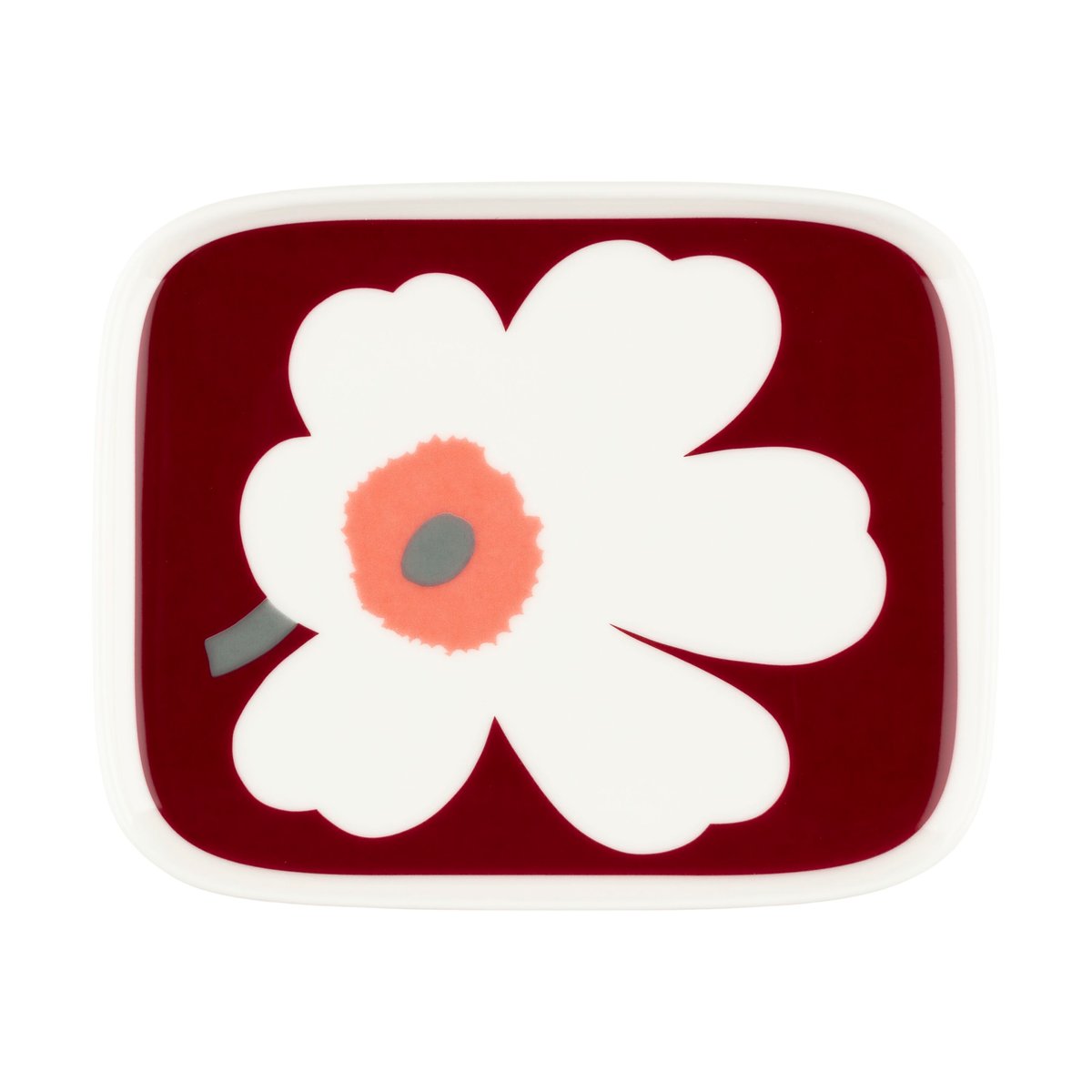 Marimekko Juhla Unikko lautanen 12×15 cm White-dark cherry-ash grey