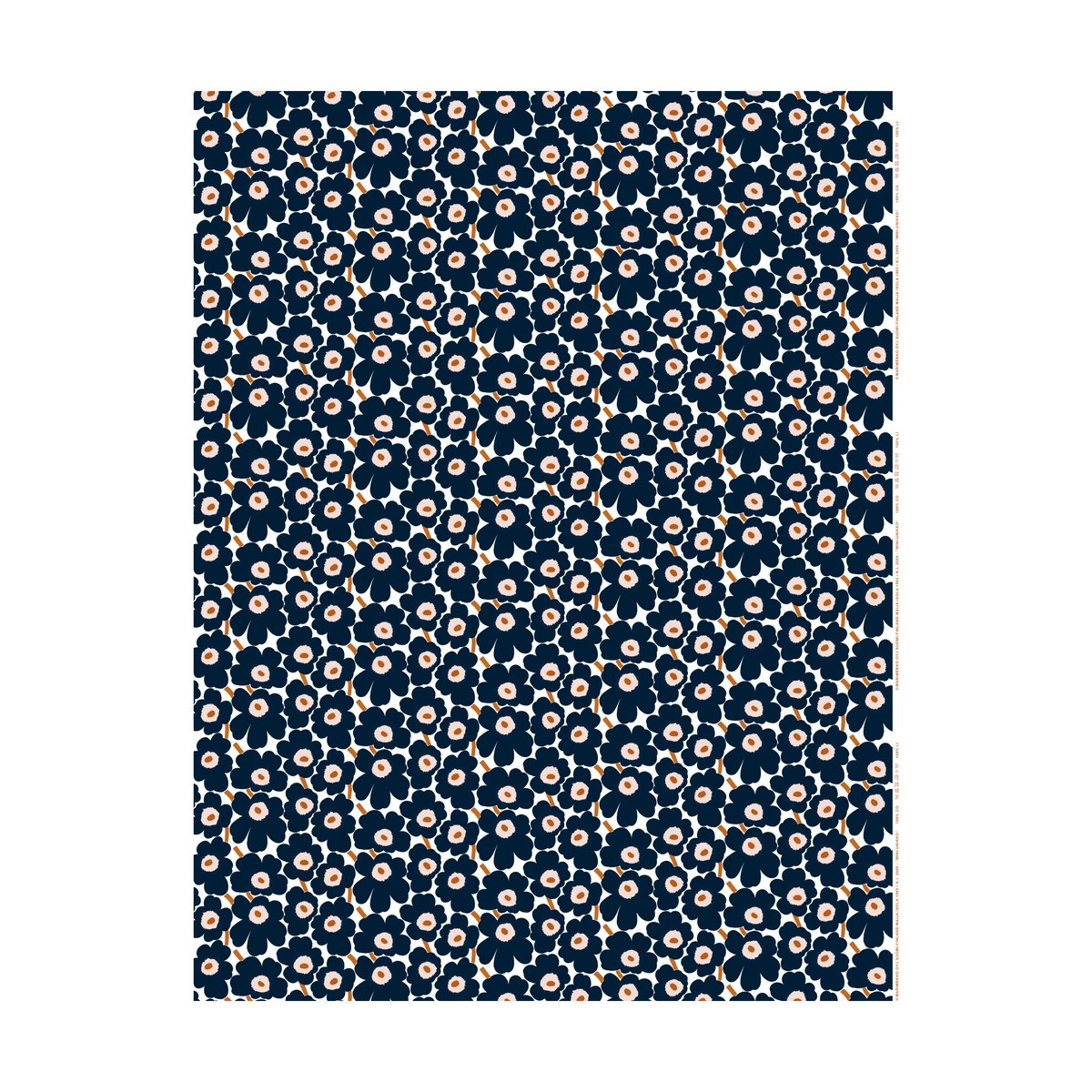 Marimekko Mini Unikko kangas White-dark navy-powder-tile