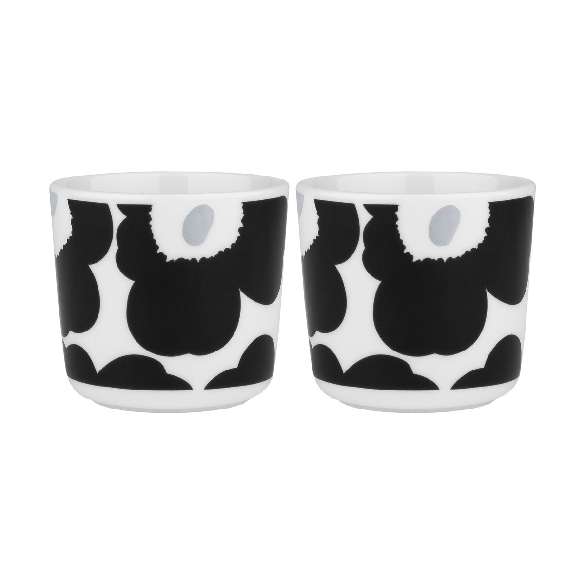 Marimekko Oiva Unikko korvaton kahvikuppi 20 cl 2-pakkaus White-coal-silver