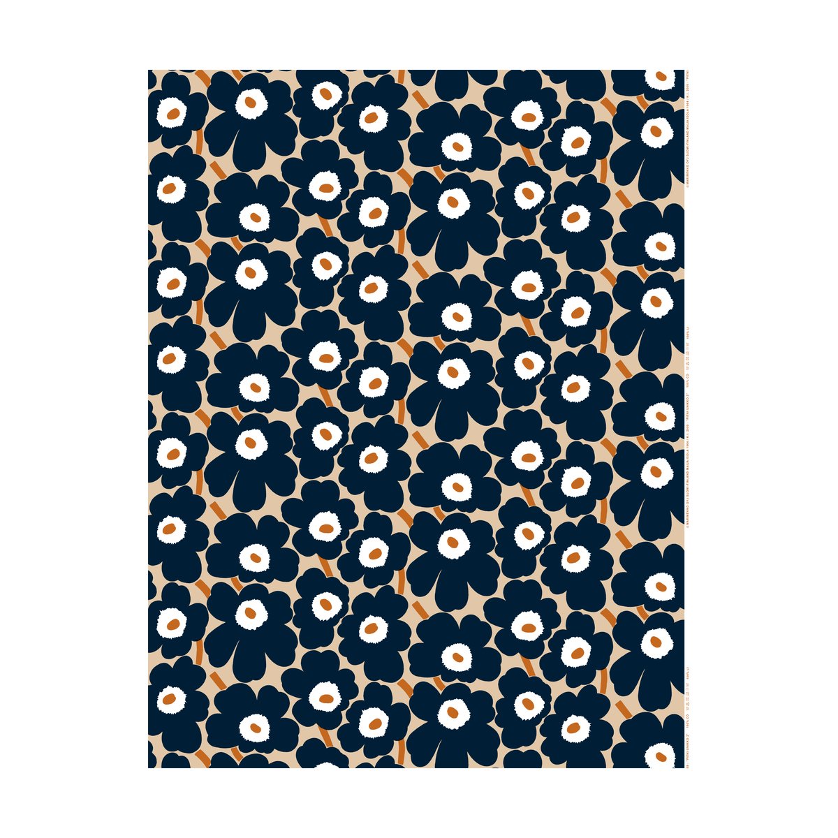 Marimekko Pieni Unikko kangas puuvilla Light brown-coal-tile