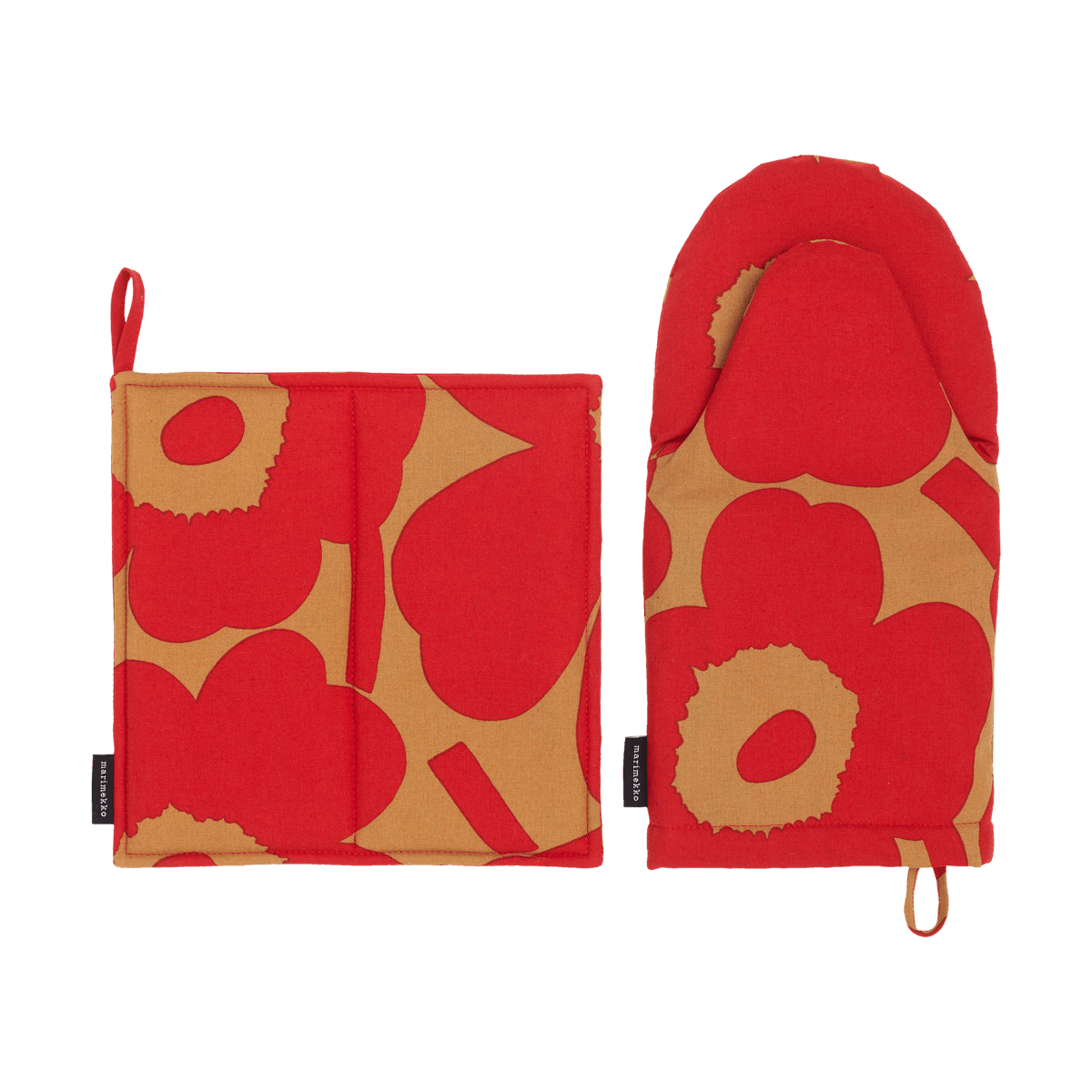 Marimekko Pieni Unikko patakinnas ja patalappusetti 2 osaa Brown-red