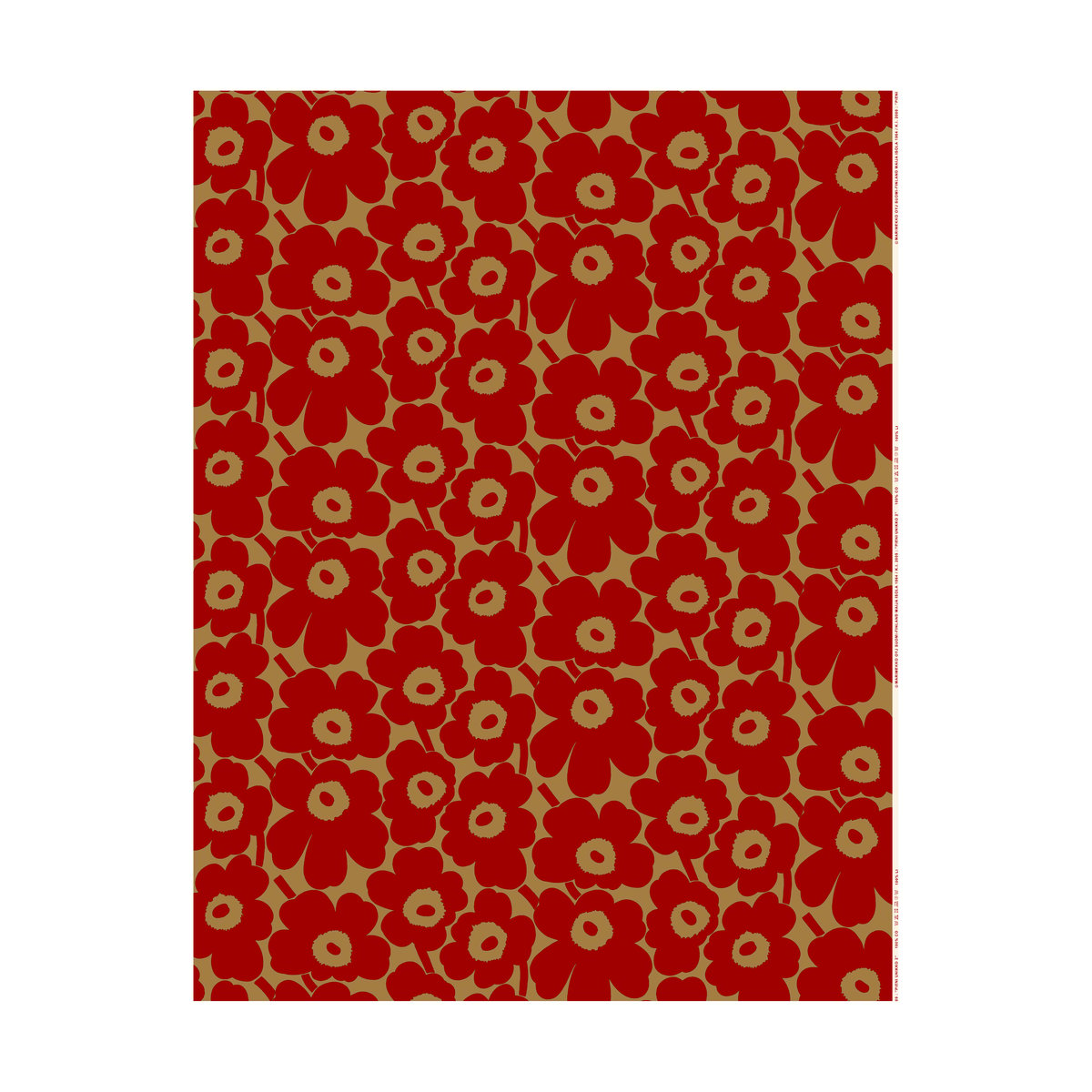 Marimekko Pieni Unikko puuvillakangas Brown-red