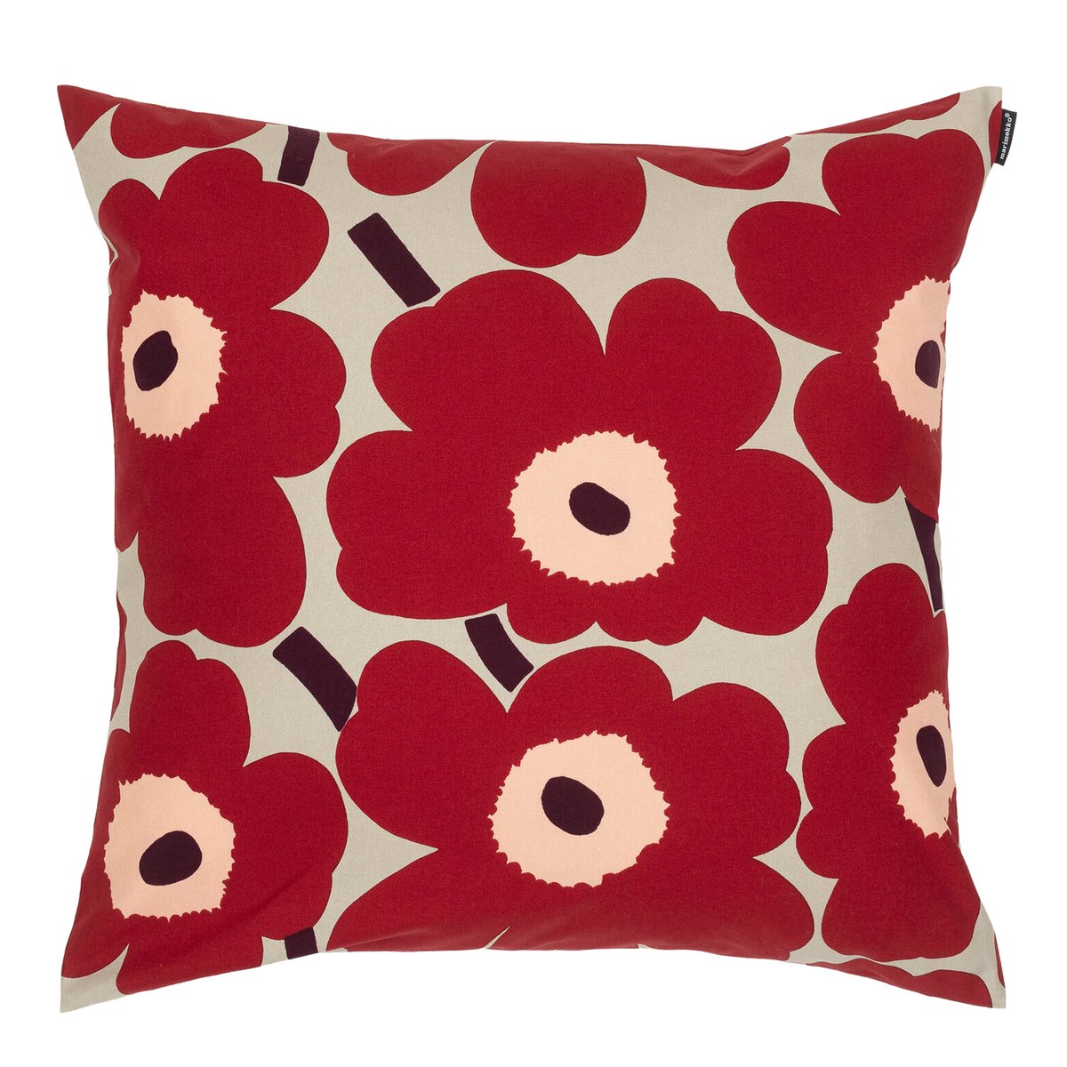 Marimekko Pieni Unikko -tyynynpäällinen 50 x 50 cm Tummanpunainen-vaaleanpunainen-beige