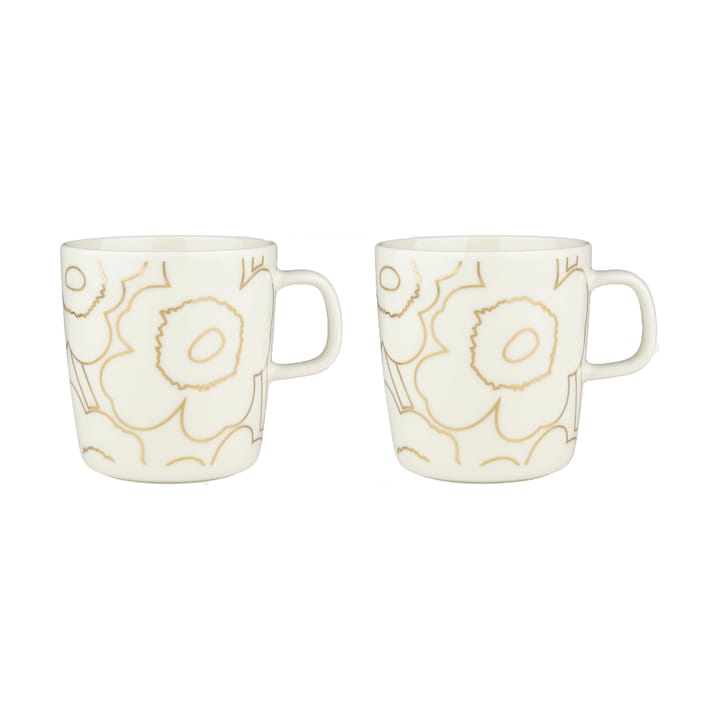 Piirto Unikko muki 4 dl 2 kpl, White-gold Marimekko