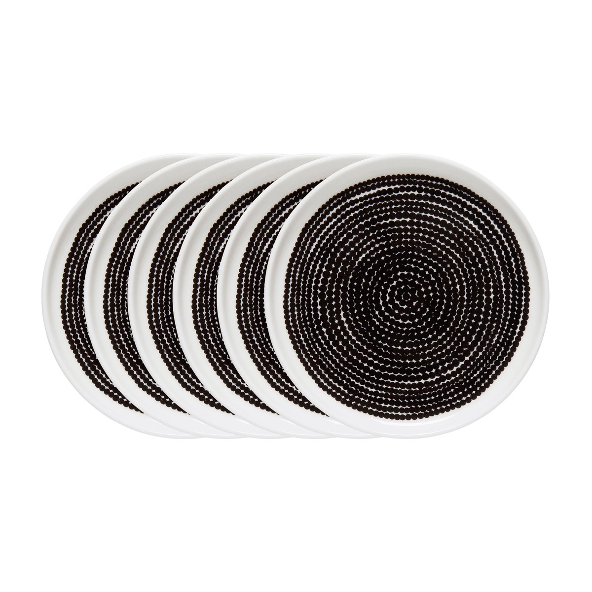 Marimekko Räsymatto plate Ø 25 cm – 6 pack small dots musta-valkoinen