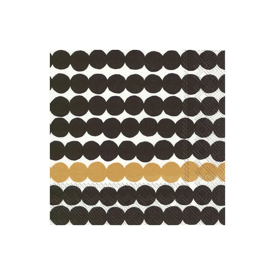 Marimekko Räsymatto servietti 33×33 cm 20-pakkaus Musta-kulta