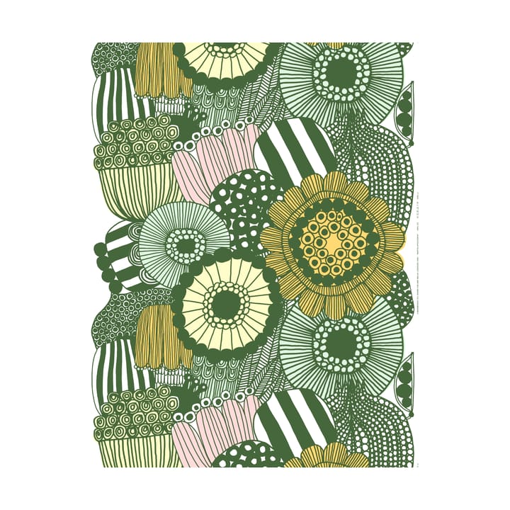 Siirtolapuutarha kangas - White-green-light yellow-orange - Marimekko