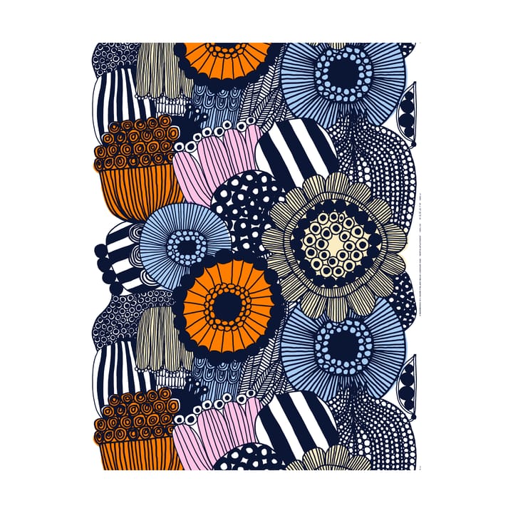 Siirtolapuutarha kangas - White-yellow-orange-light blue - Marimekko