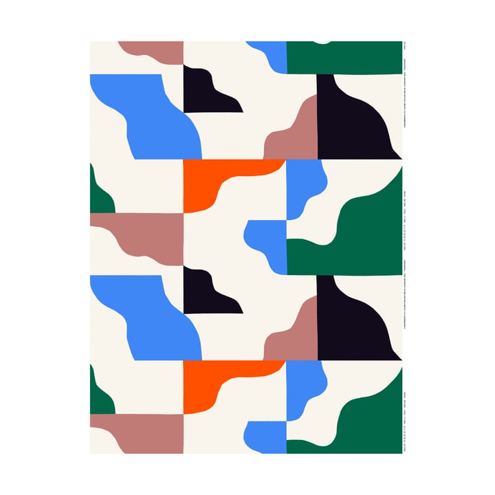 Tasapaino puuvillakangas - Feather-bright blue-orange - Marimekko