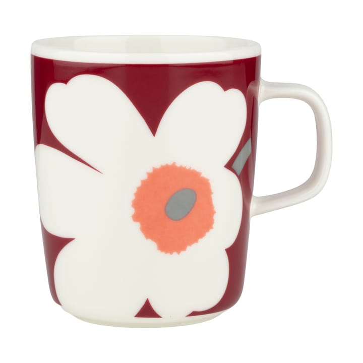 Unikko 60-vuotisjuhlapainos muki 25 cl, White-dark cherry-ash grey Marimekko