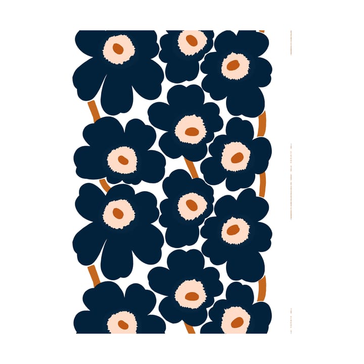 Unikko kangas - White-dark navy-powder-tile - Marimekko