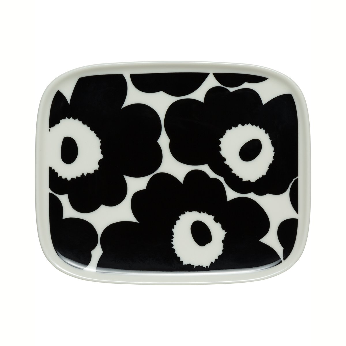 Marimekko Unikko lautanen 12×15 cm Musta-valkoinen