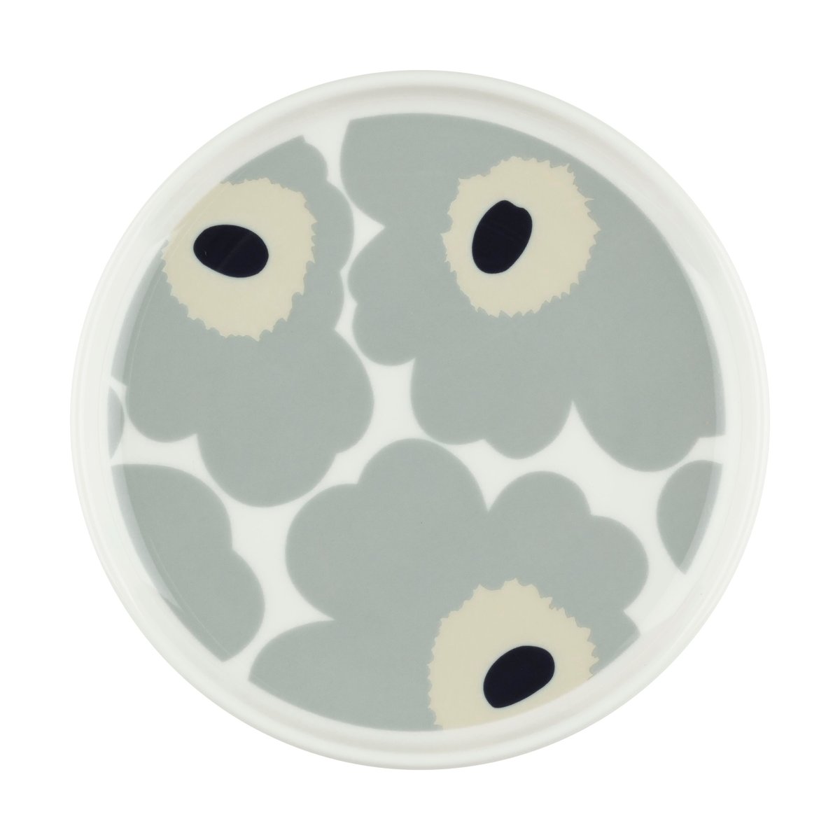 Marimekko Unikko lautanen Ø13.5 cm Valkoinen-vaaleanharmaa-hiekka-White-light grey-sand-dark blue