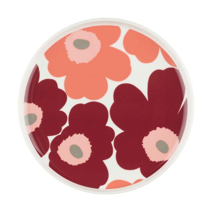 Unikko lautanen Ø 20 cm - White-dark cherry-salmon red - Marimekko