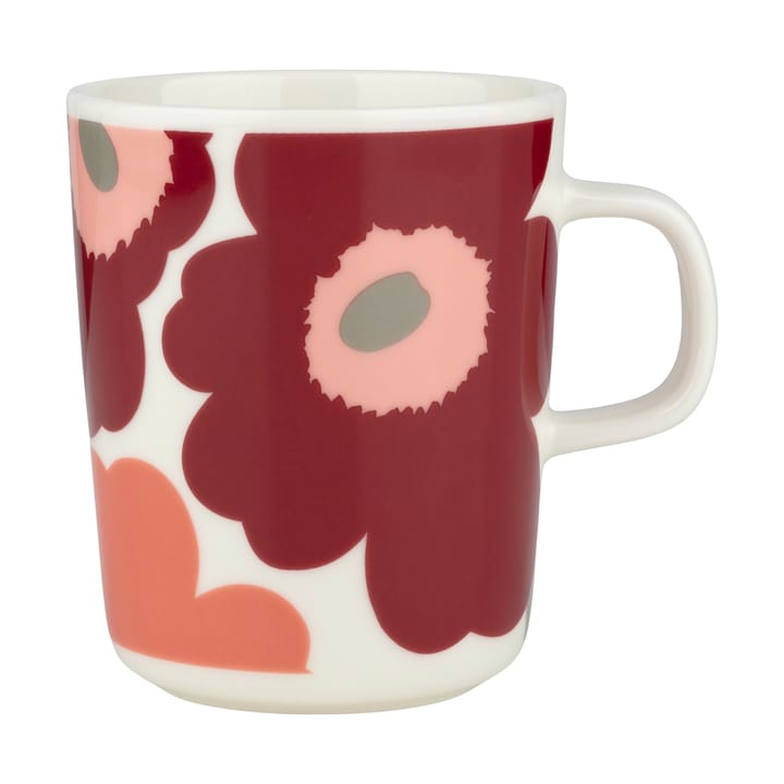 Unikko muki 25 cl - White-dark cherry-salmon red - Marimekko