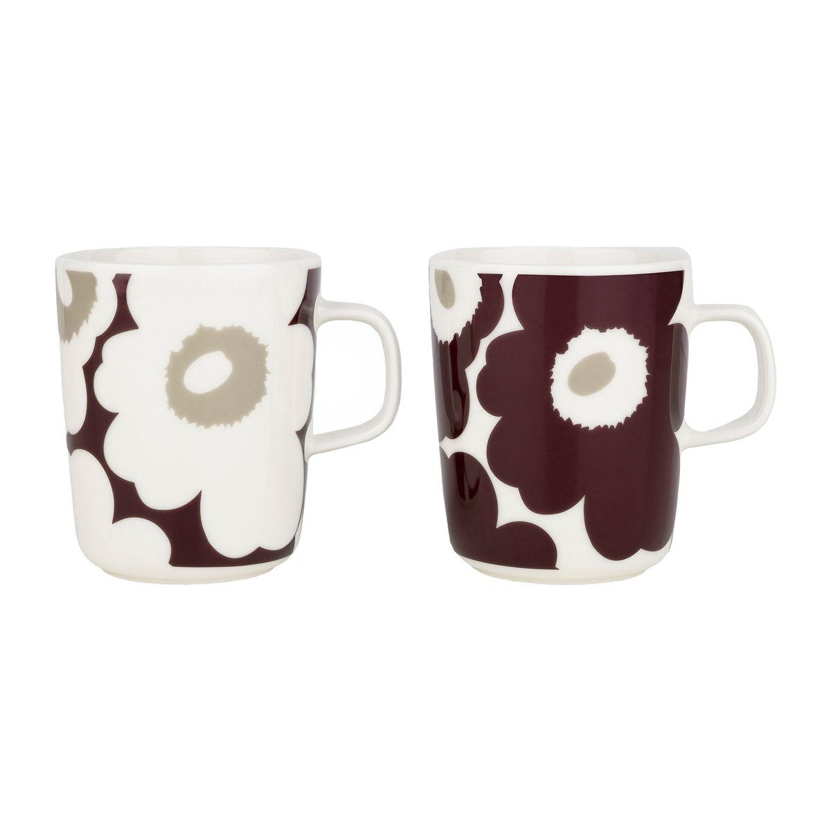 Marimekko Unikko muki 2,5 dl 2-pakkaus Clay-dark wine-white