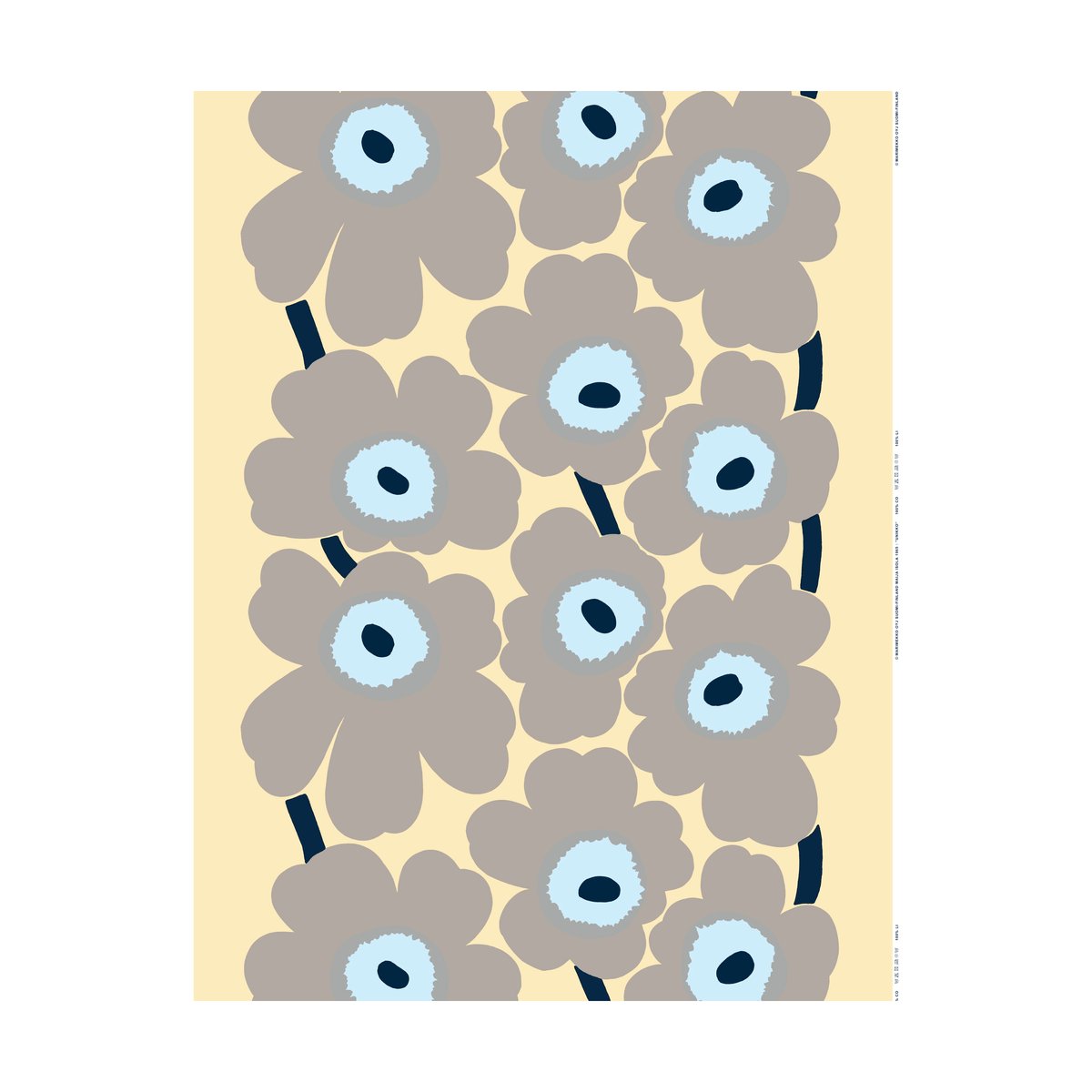 Marimekko Unikko pellavakangas Sand-grey-pale blue