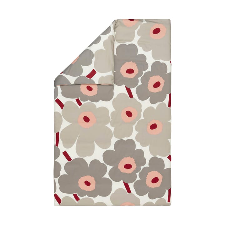 Unikko-pussilakana satiinia 150x210 cm - Off white-warm grey-pink - Marimekko