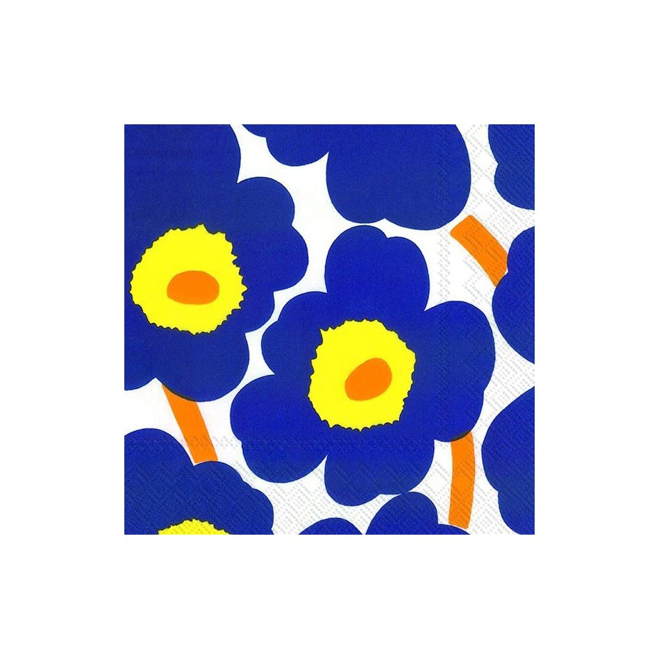 Marimekko Unikko servetti 33×33 cm 20 kpl Sininen-keltainen