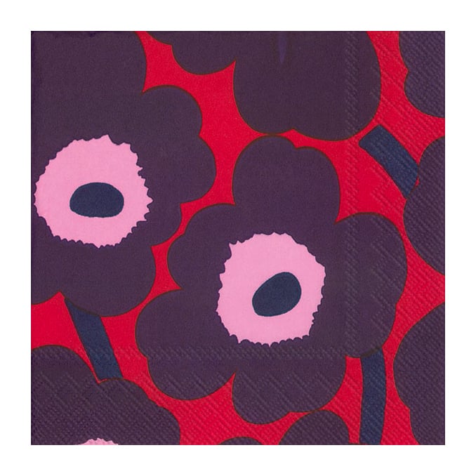 Marimekko Unikko servietti 33×33 cm 20-pakkaus Punainen-sininen