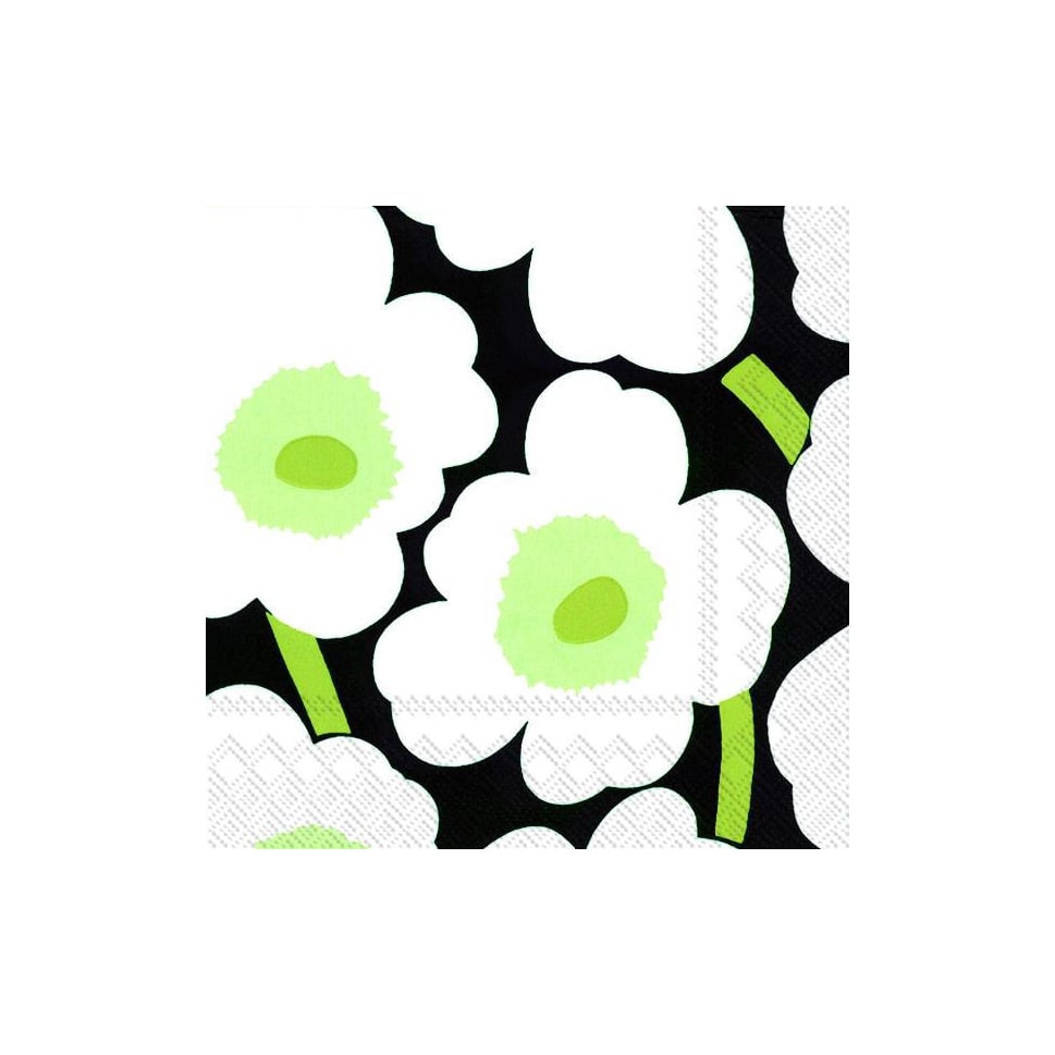 Marimekko Unikko servietti 33×33 cm 20-pakkaus Valkoinen-musta